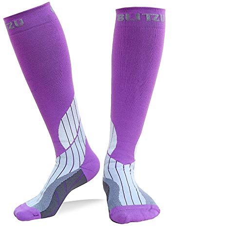 BLITZU Compression Socks 15-20mmHg for Men & Women Best Recovery Performance Stockings for Running, Medical, Athletic, Edema, Diabetic, Varicose Veins, Travel, Pregnancy, Relief Shin Splints, Nursing