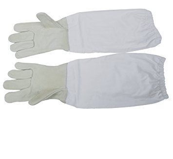 New Md Medium / L Large Beekeeping Gloves, Leather Bee Keeping with sleeves by VIVO (BEE-V103L)