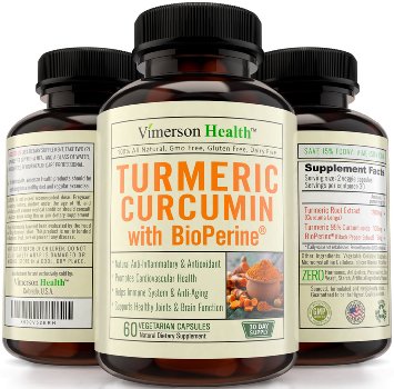 Turmeric Curcumin with Bioperine 1300mg Anti-inflammatory Antioxidant and Anti-Aging Supplement with Black Pepper for Best Absorption Premium Pain Relief and Joint Support 100 All Natural and Non-Gmo