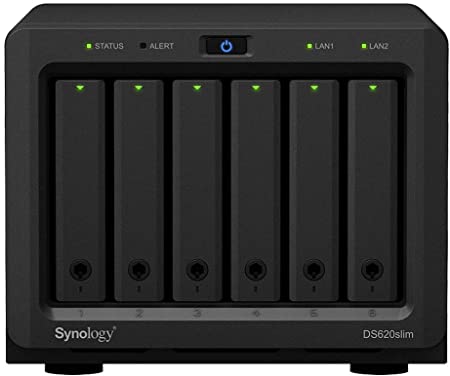 Synology DiskStation DS620slim iSCSI NAS Server with Intel Celeron Up to 2.5GHz CPU, 6GB Memory, 24TB HDD Storage, DSM Operating System