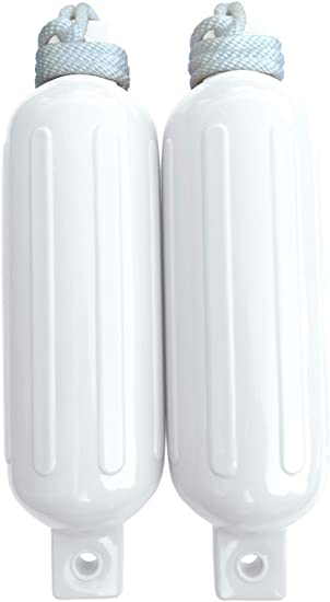 Dock Edge   Twin Eye, Dolphin Boat Fender, Ribbed, 5.5"x20", White, 2-Pack