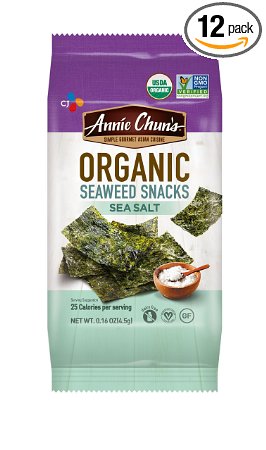 Annie Chun's Organic Seaweed Snacks, Sea Salt, 0.16 Ounce (Pack of 12)