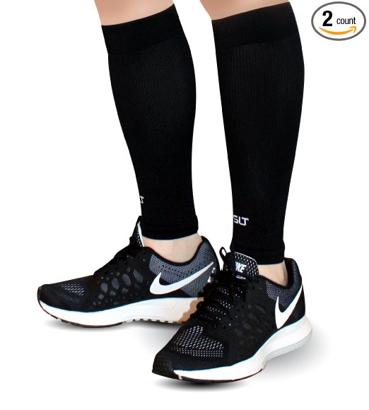 Calf Compression Sleeves for Shin Splints, Leg Pain & Support by AprilTex - Increases Blood Circulation to Reduce Leg Cramps & Muscle Aches - Ultimate Comfort & Breathability - plus Free 100 Exercise Tips E-Book - 1 Pair