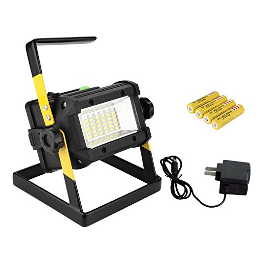 Qooltek 2400lm 36 LED Flood Light Outdoor Working Light Portable LED Work Lights Built-in Rechargeable Lithium Batteries with Adapter 2 Level Brightness