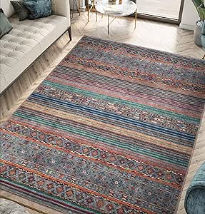 Keen Home Design Machine Washable Area Rugs with Non-Slip Backing, Ideal for Hallway, Living Room, Bedroom, Kitchen and Laundry Room, Vintage Moroccan and Low Pile Rug - (5' x 7')