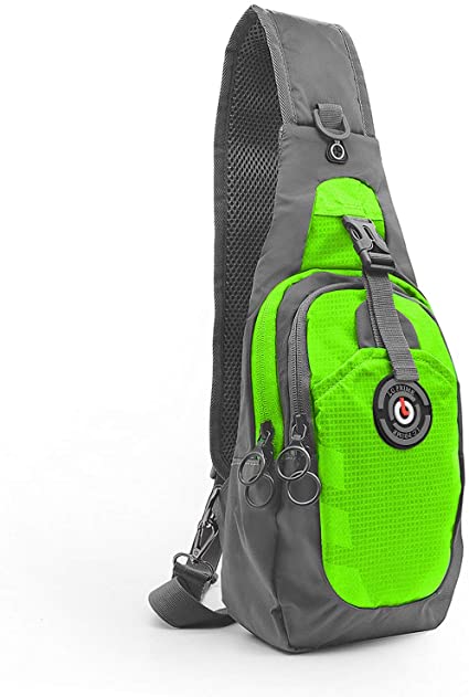 LC Prime Sling Bag, RFID Blocking Tiny Compact Shoulder Bag, for Men Women Travel Gym Sport Hiking (Nylon, Green)
