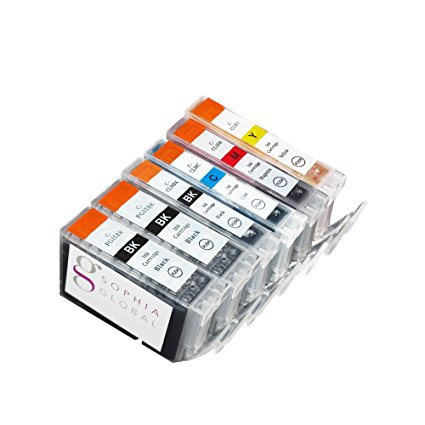 Sophia Global Compatible Ink Cartridge Replacement for Canon PGI-5 and CLI-8 (2 Large Black, 1 Small Black, 1 Cyan, 1 Magenta, and 1 Yellow)