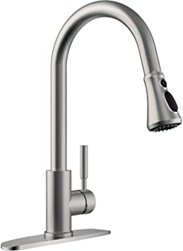 SOKA Kitchen Faucet Pull Down Stainless Steel Single Handle Aquablade Sweep, Stream & Spray Three Working Modes Fit For 1 & 3 Hole, Brushed Nickel (SK5002NY)
