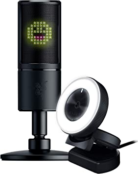 Razer Kiyo Streaming Webcam   Seiren Emote Microphone Bundle: Black