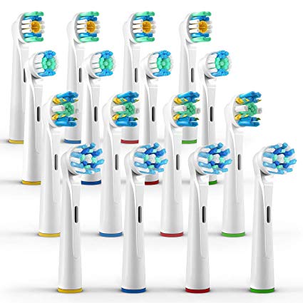 ORAX Replacement Brush Heads for Oral B - 16 pcs. Variety Pack - 4 Refills heads from each type
