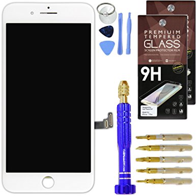 DIY iPhone 7 Plus Screen Replacement 5.5" White , LCD Touch Screen Digitizer Assembly Set   Premium Glass Screen Protector   Free Repair Tool Kit