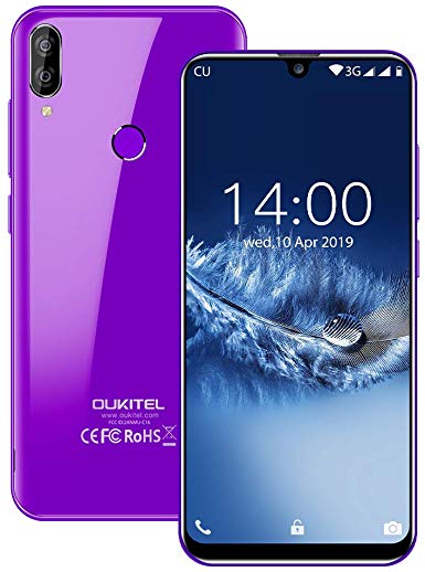 OUKITEL C16 Unlocked Cell Phone Android 9.0 Dual Nano SIM 3G Unlocked Smartphone 5.71"HD   Waterdrop Display Face&Fingerprint ID 8MP 2MP Dual Camera 2GB RAM 16GB ROM 2600 mAh Battery (Purple)