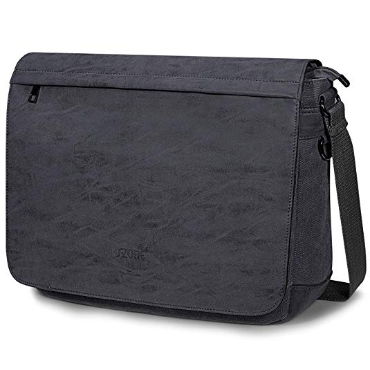 S-ZONE Canvas 15.6 Inch Laptop Messenger Shoulder Bag Mens Waterproof Satchel