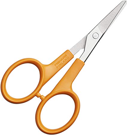 Fiskars Manicure Scissors Round Tip, Total Length: 10 cm, Quality Steel/Synthetic Material, Classic, 1003028