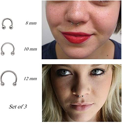 Pamido Bull Nose Ring Horseshoe Hoop Nose Rings Cartilage Earring Nose Septum Nose Nostril Stainless Steel for Women Girls Men
