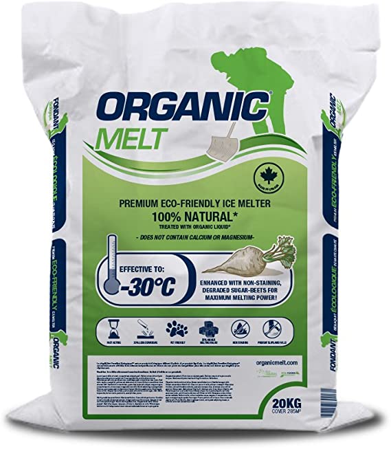 Organic Melt Premium Granular Ice Melt. Eco Friendly, Pet Friendly, Driveway and Sidewalk Safe- 20kg Bag (44 lbs)
