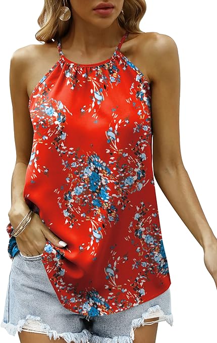 Aokosor Womens Halter Tops Sleeveless Summer Tank Tops Casual Racerback Cami