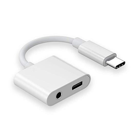 ACCGUYS USB C to 3.5mm Audio Headphone Jack Adapter with 20V Fast Charge Compatible with Google Pixel 3/3 XL/2/2 XL，iPad Pro 2018 and Other Type C Devices (White)