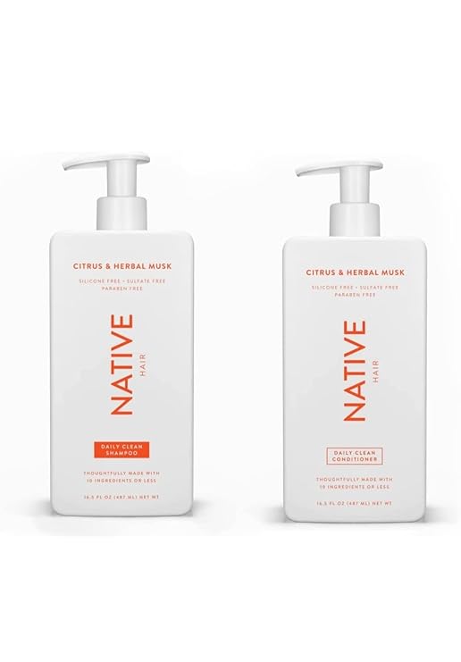 Native Shampoo and Conditioner Set | Sulfate Free, Paraben Free, Dye Free, with Naturally Derived Clean Ingredients| 16.5 oz (Citrus & Herbal Musk, Daily Clean)