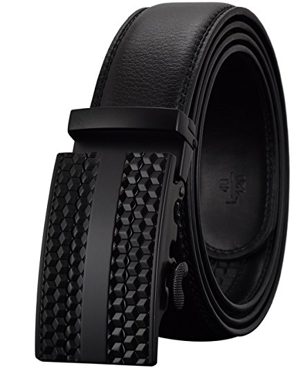 Leather Belts for Men's Ratchet Dress Belt Black Brown with Automatic Buckle