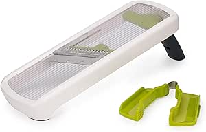 Joseph Joseph Multi-Grip, Mandolina per Verdure, Tagliaverdure manuale regolabile, affetta Verdure con Presa di Precisione, 3 e 2 Spessori di Taglio e Julienne, Bianco