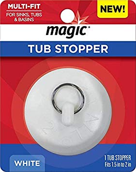 Magic Tub Stopper - Fits 1.5 Inch by 2 Inch - Use on Your Sink Basin Tub Kitchen Laundry Tubs All Drains - Chrome Ring for Easy Pull Out