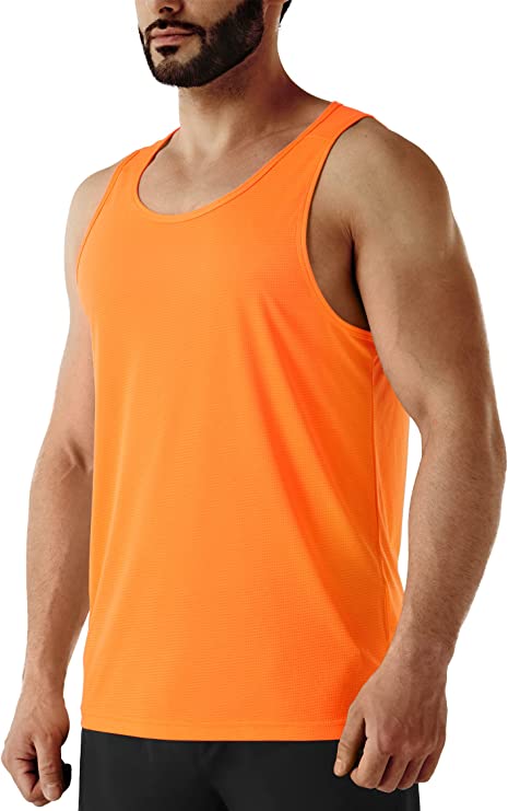 URBEST Men's Neon Workout Sleeveless Shirts Quick Dry Swim Beach Muscle Gym Running Athletic Tank Top