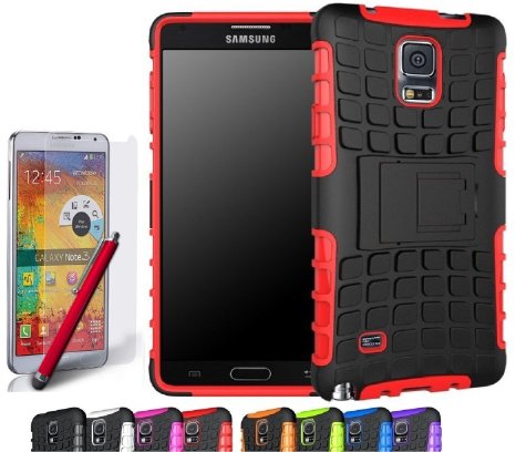 Galaxy Note 4 Case CINEYOTM heavy Duty Rugged Dual Layer Case with kickstand Samsung Galaxy Note 4 case Black Red