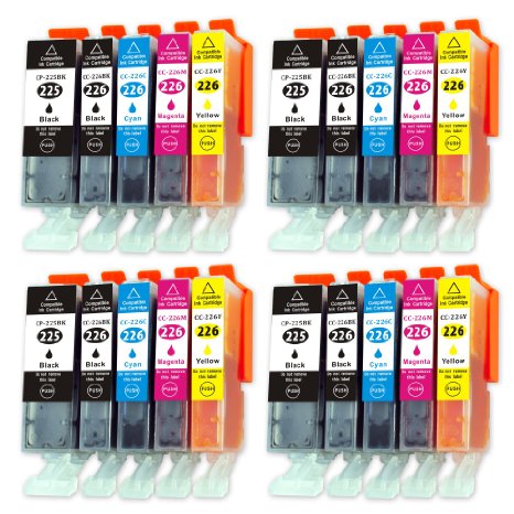 Quantum 20 Pack Compatible Canon Ink Cartridges PGI-225 CLI-226 Replacement for Canon Pixma MX892 MG5320 MG6220 MG5220 MX882 MG8220 Inkjet Printers