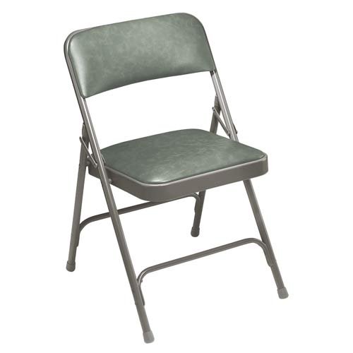 National Public Seating 1200 Series Steel Frame Upholstered Premium Vinyl Seat and Back Folding Chair with Double Brace, 480 lbs Capacity, Warm Gray/Gray (Carton of 4)