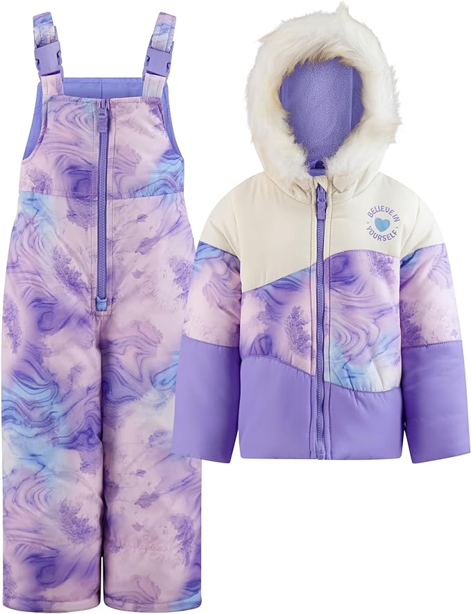 LONDON FOG girls Snowsuit With Snowbib and Puffer Jacket