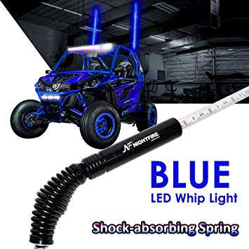NF NIGHTFIRE LED Whip Blue 5FT Flag Pole Light w/Quick Release Shock-absorbing Spring ATV Safety Flags Lighted Antenna Light Whips for RZR UTV Quad Buggy Whips (One Unit)