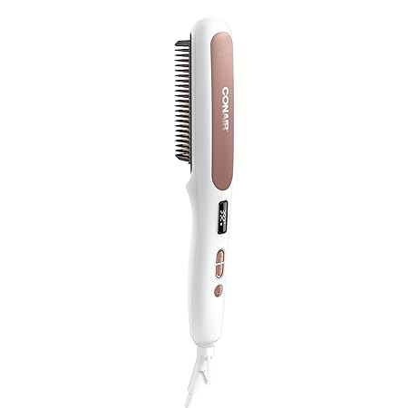 Conair Double Ceramic Straightening Brush, Heated Hair Straightening Brush for Smooth Shiny Hair, V-Shaped Heat Bristles for Closer Contact with Hair 1.5"