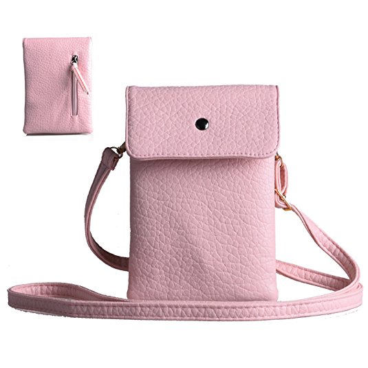 Women Girl's Leather Crossbody Bag Wallet Purse Cellphone Pouch w/ Shoulder Strap for iPhone Samsung