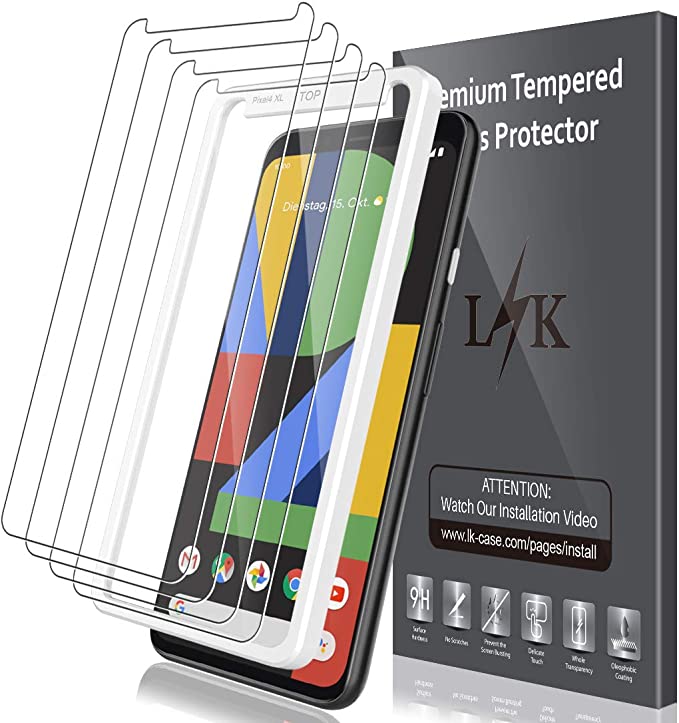 LK [4 Pack Screen Protector for Google Pixel 4 XL, Tempered Glass [Anti-Scratch] [Case Friendly] 9H HD Clear Natural Touch Double Defence Technology Film for Google Pixel 4 XL