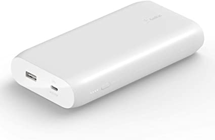 Belkin USB-C PD Power Bank 20K (Fast Charge Portable Charger with USB-C   USB Ports, Battery Pack for MacBook, iPhone 13, 13 Pro, 13 Pro Max, 13 mini and Earlier Models, iPad, more) - White