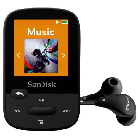 SanDisk Clip Sport 8GB MP3 Player wiith LCD Screen and MicroSDHC Card Slot- Black - SDMX24-008G-G46K Certified Refurbished