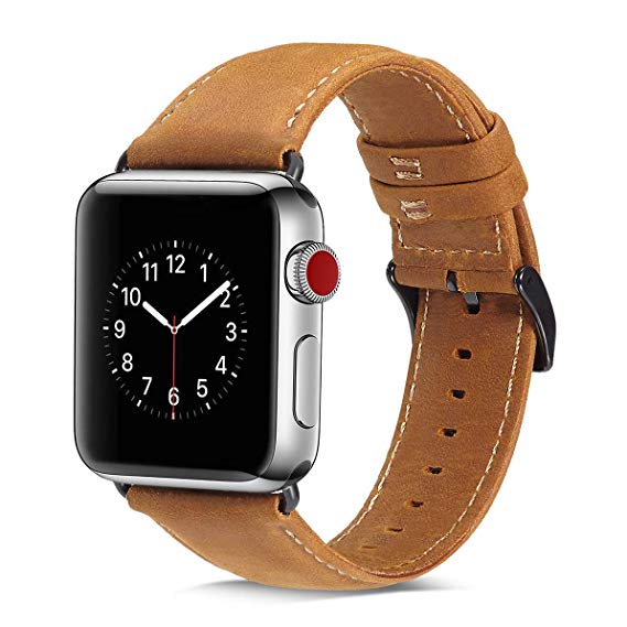 HONEJEEN Compatible with Apple Watch Band 42mm44mm / 38mm40mm, Retro Genuine Leather Watch Strap Replacement for Apple Watch Series 4 (44mm40mm) Series 3 Series 2 Series 1 (42mm38mm) Sport and Edition