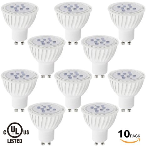 10 PACK UL-listed 7W (60W Equivalent) GU10 LED Light Bulb 2700K Soft White, 500lm, 36 Degree GU10 Base Spotlight bulb for Recessed, Accent, Track and Landscape Lighting, Non-Dimmable