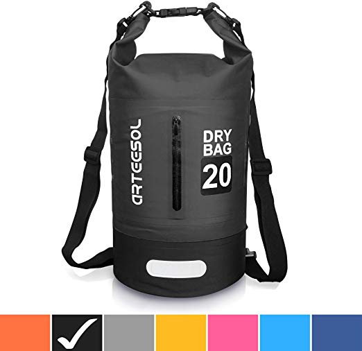 Waterproof Dry Bag, Arteesol Ultralight PVC Dry Sack 5L/10L/20L/30L Waterproof Backpack with Double Shoulder Strap for Outdoor Water Sports Boating Hiking Kayaking Canoeing Fishing