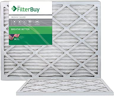 FilterBuy 16x22x1 Air Filter MERV 8, Pleated HVAC AC Furnace Filters (2-Pack, Silver)