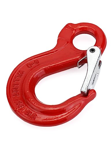 QWORK Clevis Slip Hook G80 Eye Hoist Sling Hook, 1.2 Tons Break Point 4,500 LBs Forged Steel Red Logging Rigging