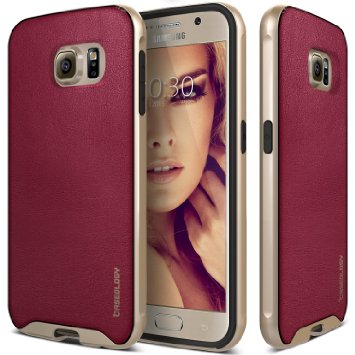 Galaxy S6 Case, Caseology® [Envoy Series] Premium Leather Bumper Cover [Burgundy Red] [Leather Bound] for Samsung Galaxy S6 - Burgundy Red