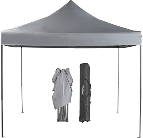 VonHaus Premium Fully Waterproof Gazebo 3x3m with Leg Weights and Wheeled Carry Bag - Outdoor Garden Marquee with Telescopic Legs - Grey