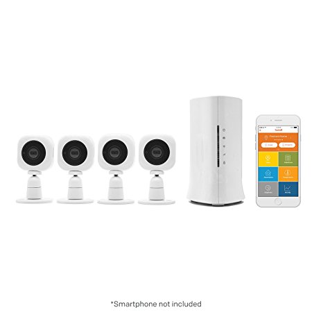 Home8 Video-Verified Monitoring/Alarm System with Four (4) Cube HD Security Cameras, Wireless Security System, featuring Amazon Alexa Integration