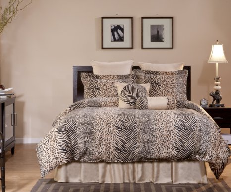 Pointehaven 8-Piece 100-Percent Cotton Luxury Bedding Ensemble Urban Safari King