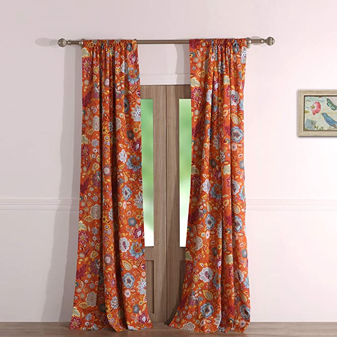 Greenland Home Astoria Curtain Panel Pair, 84-inch L, Spice