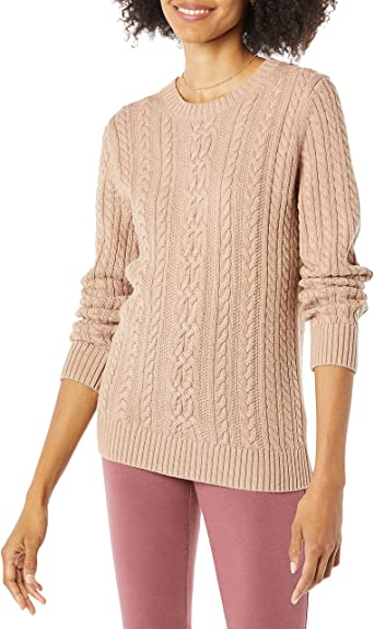 Amazon Essentials Women's Standard Fisherman Cable Crewneck Sweater