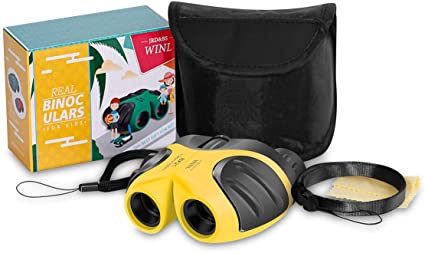 JRD&BS WINL Mini Children’s Binoculars Toys for 4-5 Year Old Boys Gifts,8 X 21 Kids Binoculars for Children,Compact Telescope Boys Gifts 4-8 Years Old to Bird Watching &Scenery(Yellow)