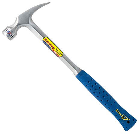 Estwing Hammer - 20 oz Straight Rip Claw with Milled Face & Shock Reduction Grip - E3-20SM